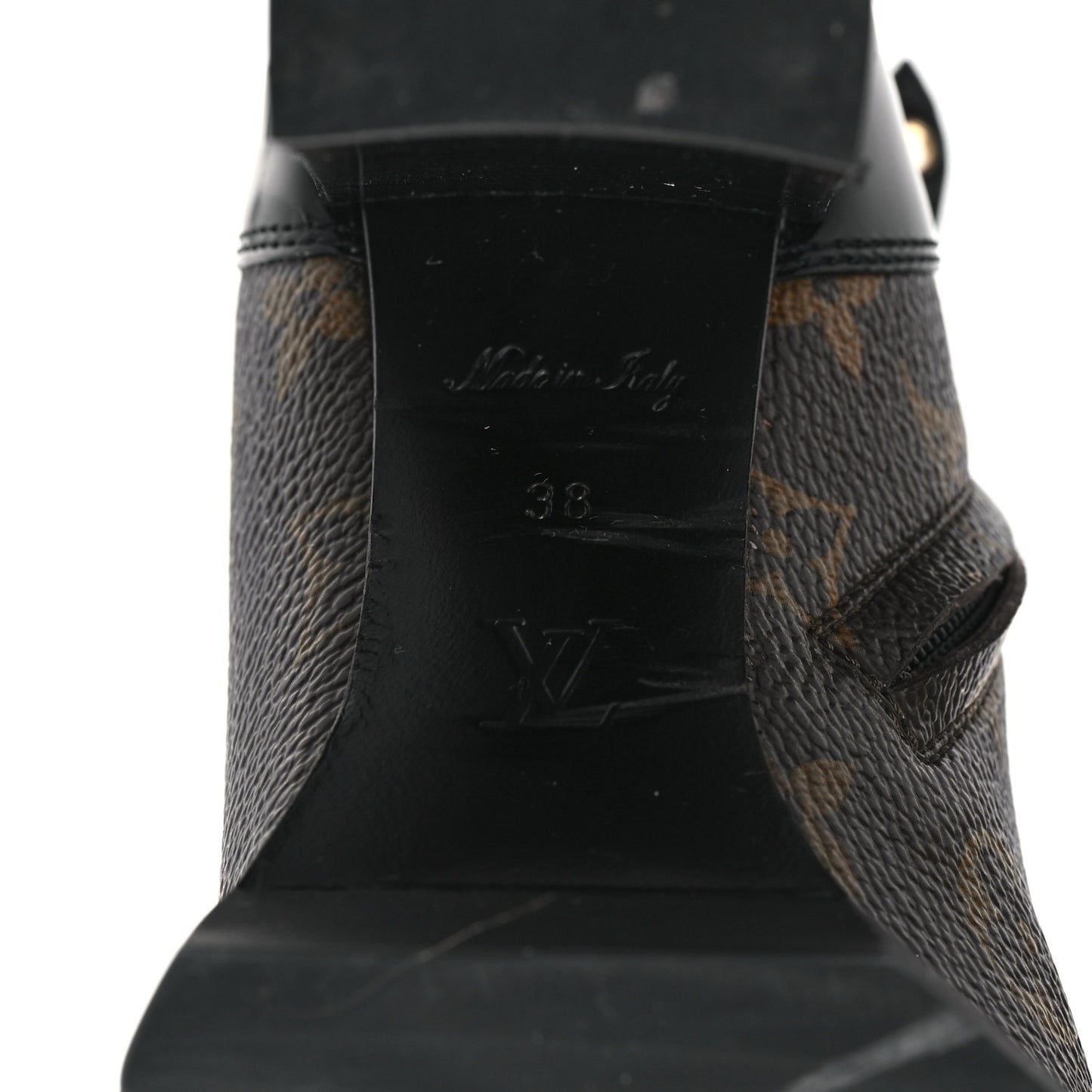Patent Calfskin Monogram Star Trail Ankle Boots 38 Black