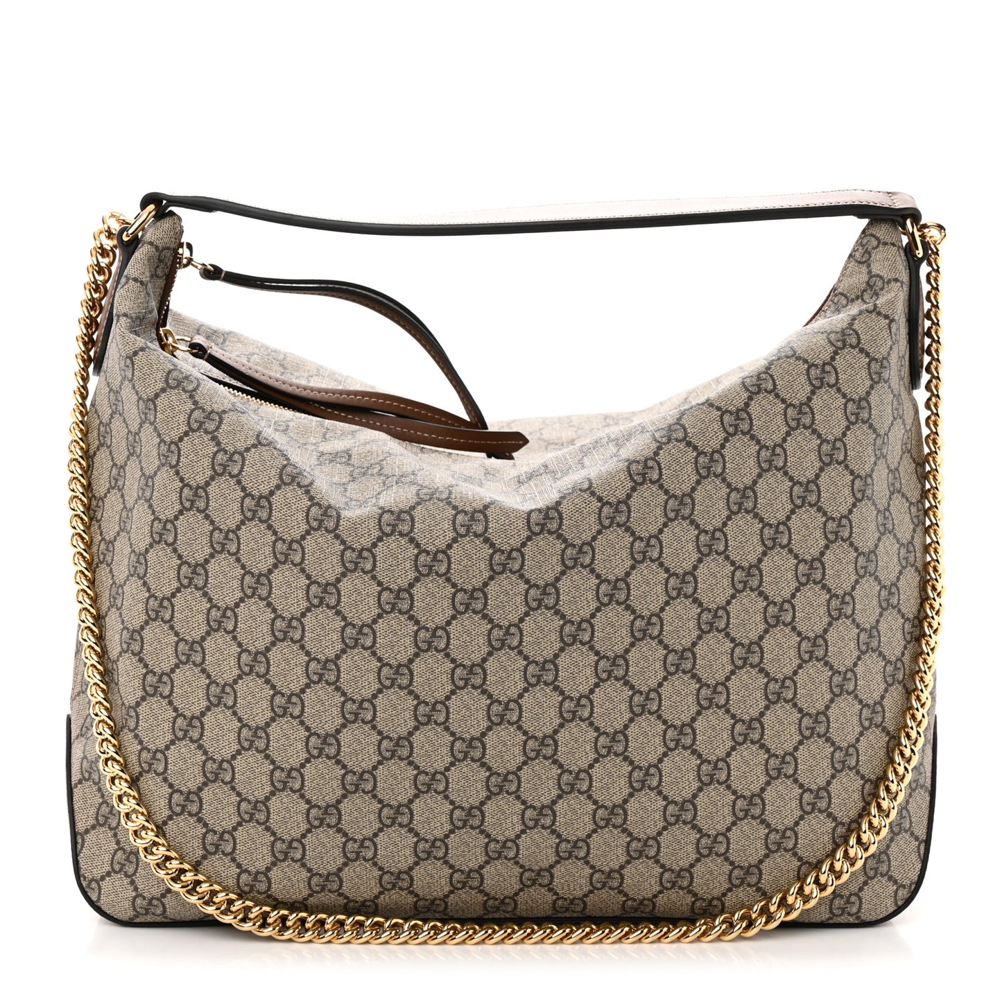 GG Supreme Monogram Large Linea A Hobo Light Brown