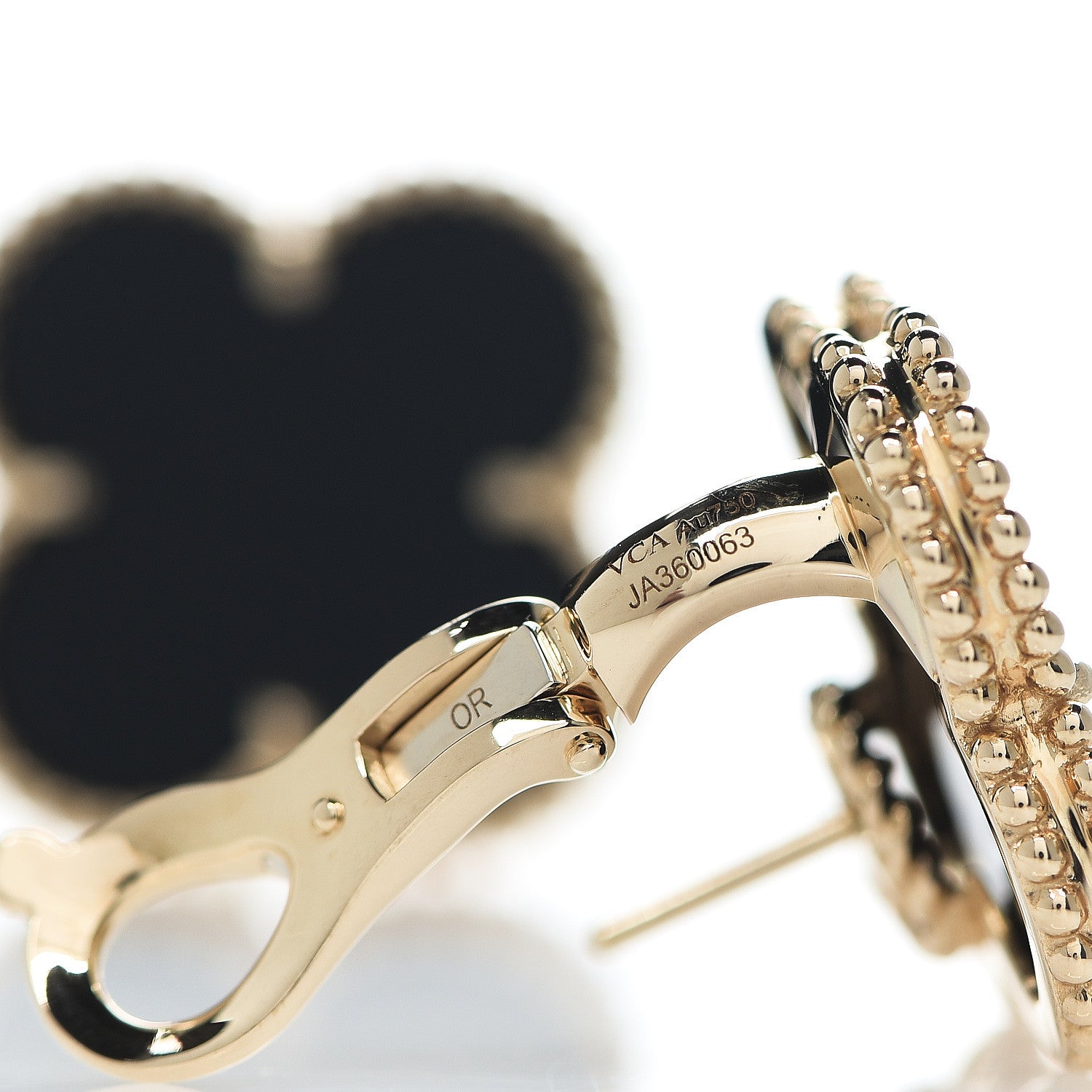 Van Cleef & Arpels 18K Yellow Gold Black Onyx Magic Alhambra Earrings 3 of 4