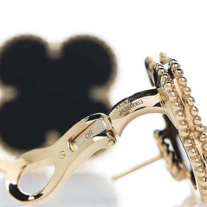 Van Cleef & Arpels 18K Yellow Gold Black Onyx Magic Alhambra Earrings 3 of 4