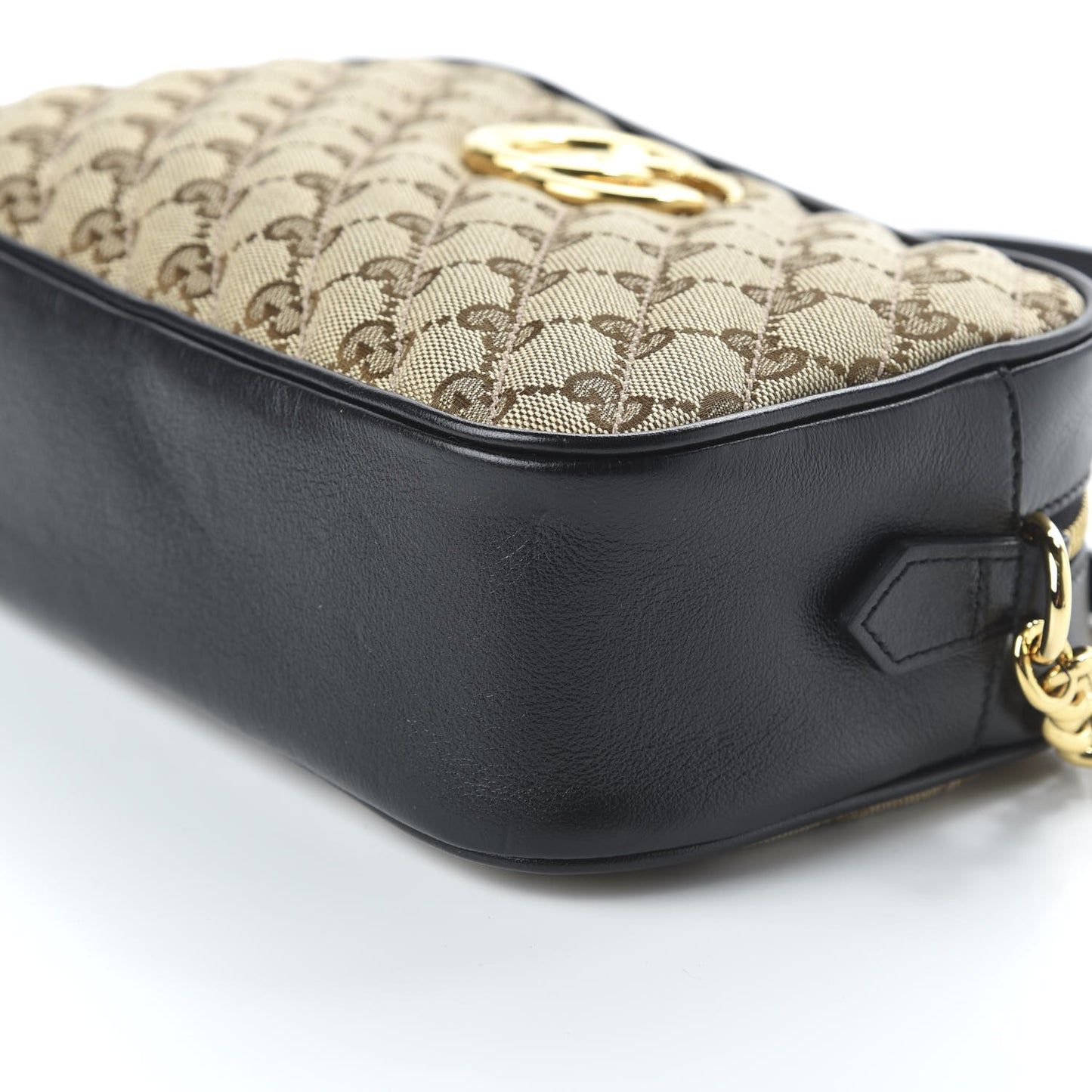 Monogram Matelasse Diagonal Small GG Marmont Chain Shoulder Bag Beige Black