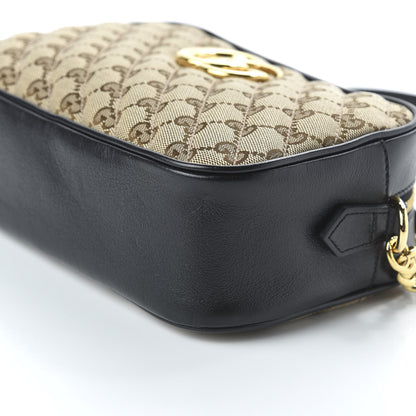 Gucci Monogram Matelasse Diagonal Small GG Marmont Chain Shoulder Bag Beige Black 7 of 10