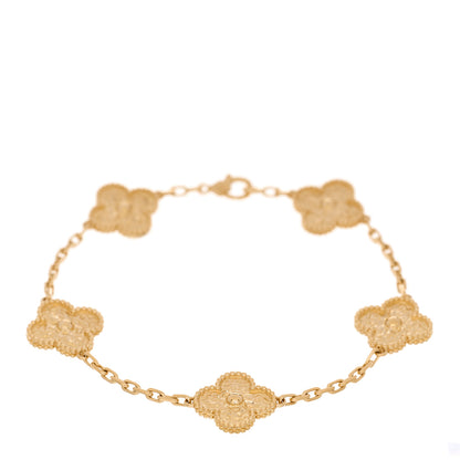 Van Cleef & Arpels 18K Yellow Gold 5 Motifs Vintage Alhambra Bracelet 1 of 3