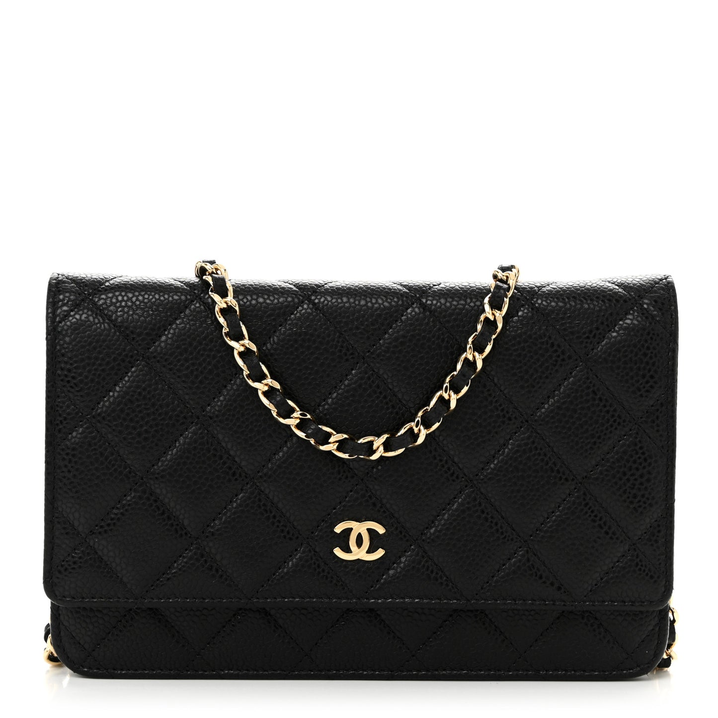 Caviar Quilted Wallet on Chain WOC Black