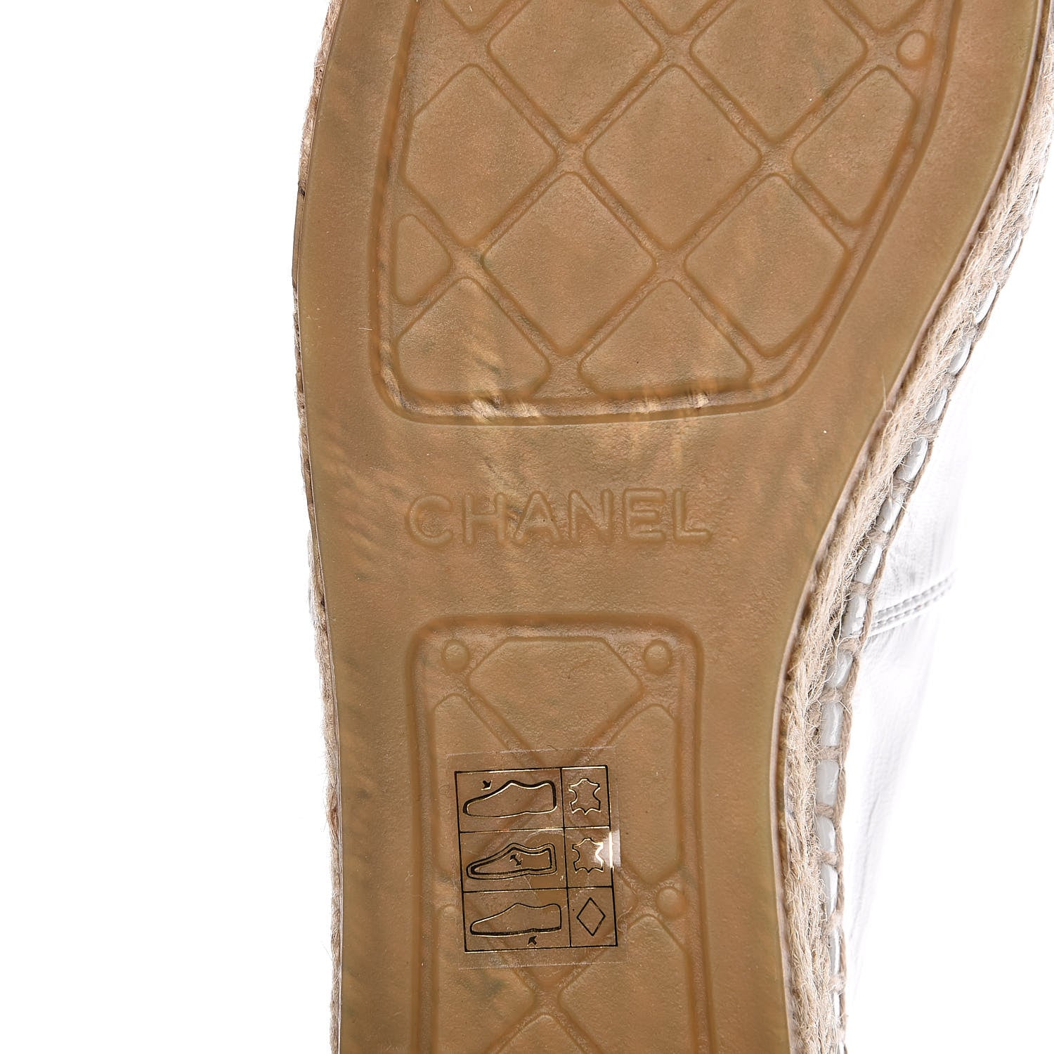 Chanel Distressed Patent CC Espadrilles 39 White Silver 8 of 10