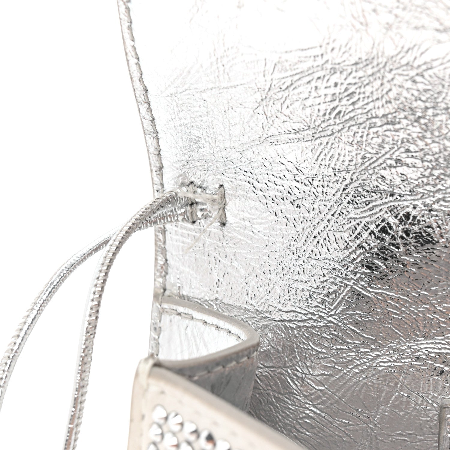 Bottega Veneta Nappa Crystal Long Andiamo Top Handle Clutch White