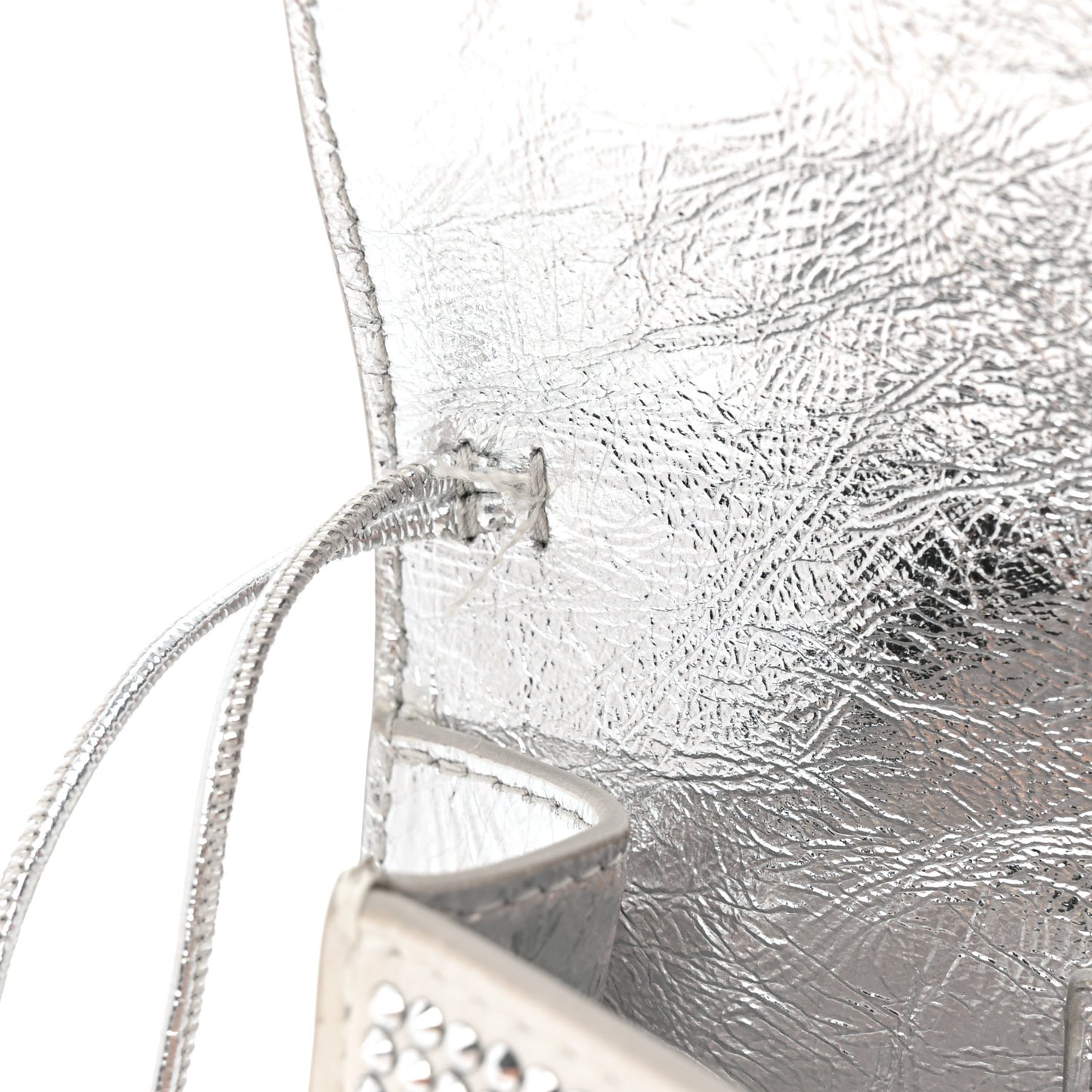 Nappa Crystal Long Andiamo Top Handle Clutch White