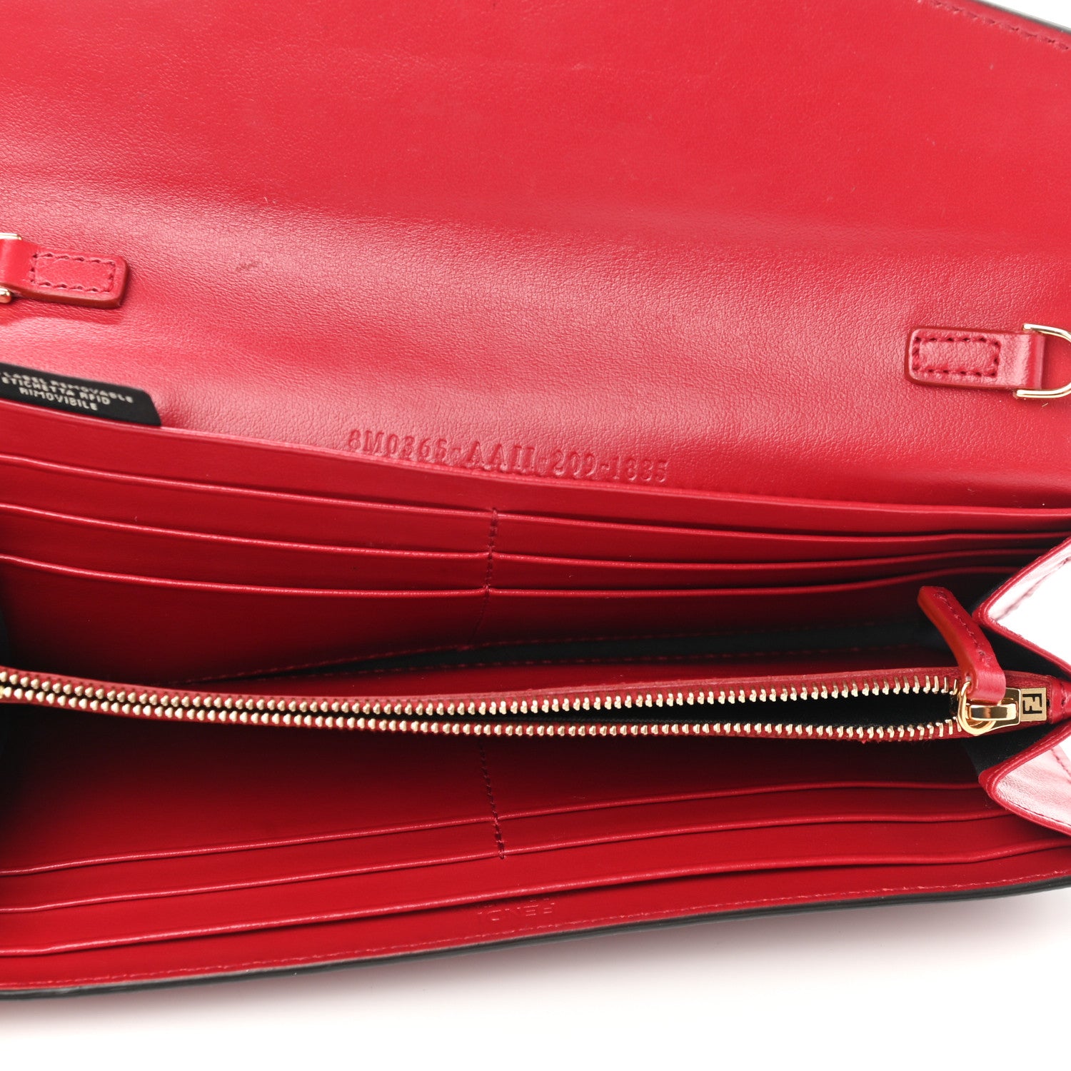 Fendi Vitello Cruise F is Fendi Bi-Color FF 1974 Embossed Continental Envelope Wallet On Chain Maya Black Fragola 5 of 9