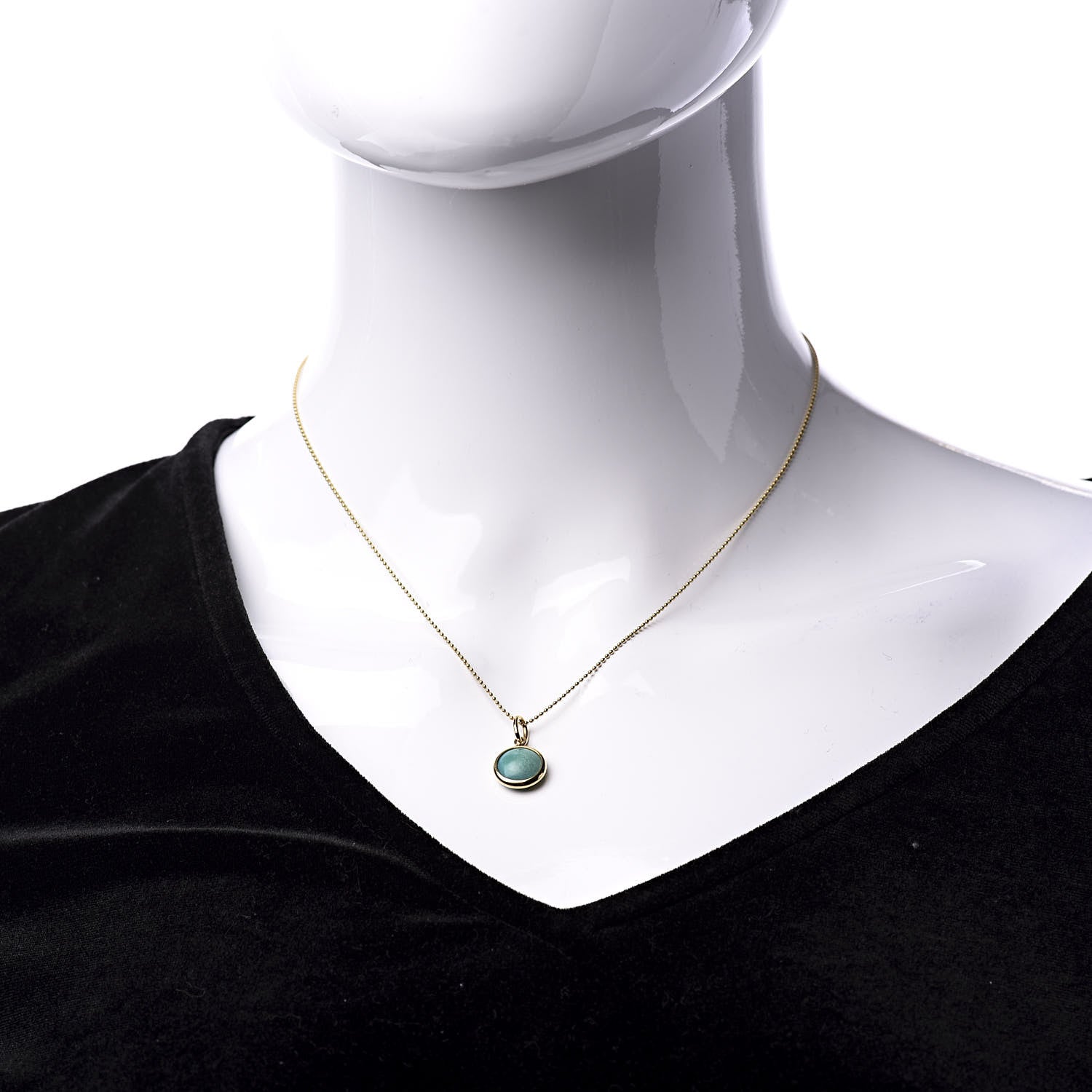 Tiffany 18K Yellow Gold Turquoise Paloma Picasso Dot Charm Pendant Necklace 2 of 7