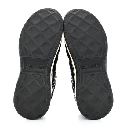 Chanel Suede Calfskin Embroidered CC Sneakers 38 Black 5 of 9