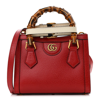 Gucci Textured Dollar Calfskin Web Mini Diana Tote Bag Red 1 of 11