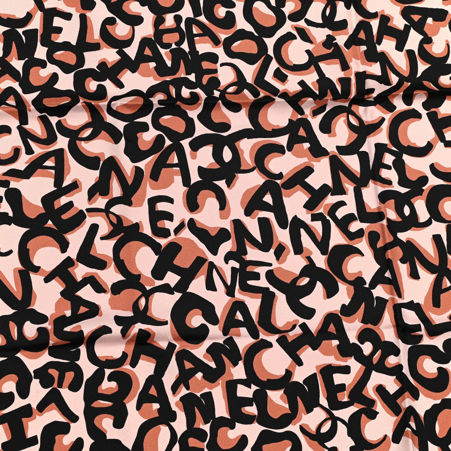 Chanel Silk CC Square Scarf Pink Black Brown 4 of 4