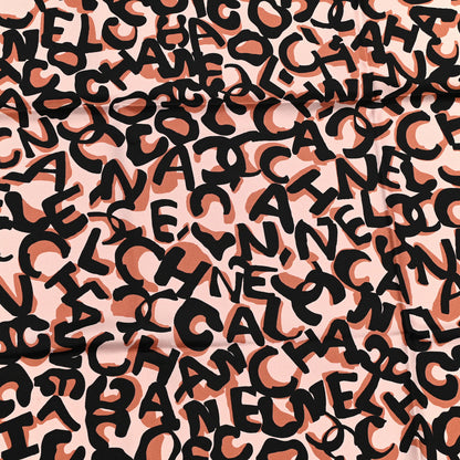 Chanel Silk CC Square Scarf Pink Black Brown 4 of 4