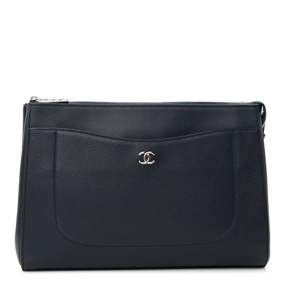 Chanel Grained Calfskin Large Neo Executive Cosmetic Case Dark Blue 1 of 9