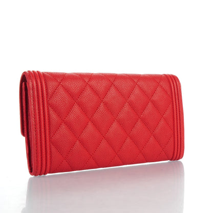Chanel Caviar Quilted Boy Flap Wallet Red 3 of 8