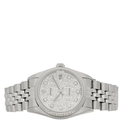 Rolex Stainless Steel 18K White Gold Diamond 31mm Oyster Perpetual Datejust Watch Silver Jubilee 78274 2 of 4