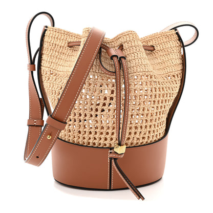 Loewe Raffia Calfskin Balloon Bucket Bag Natural Tan 1 of 9