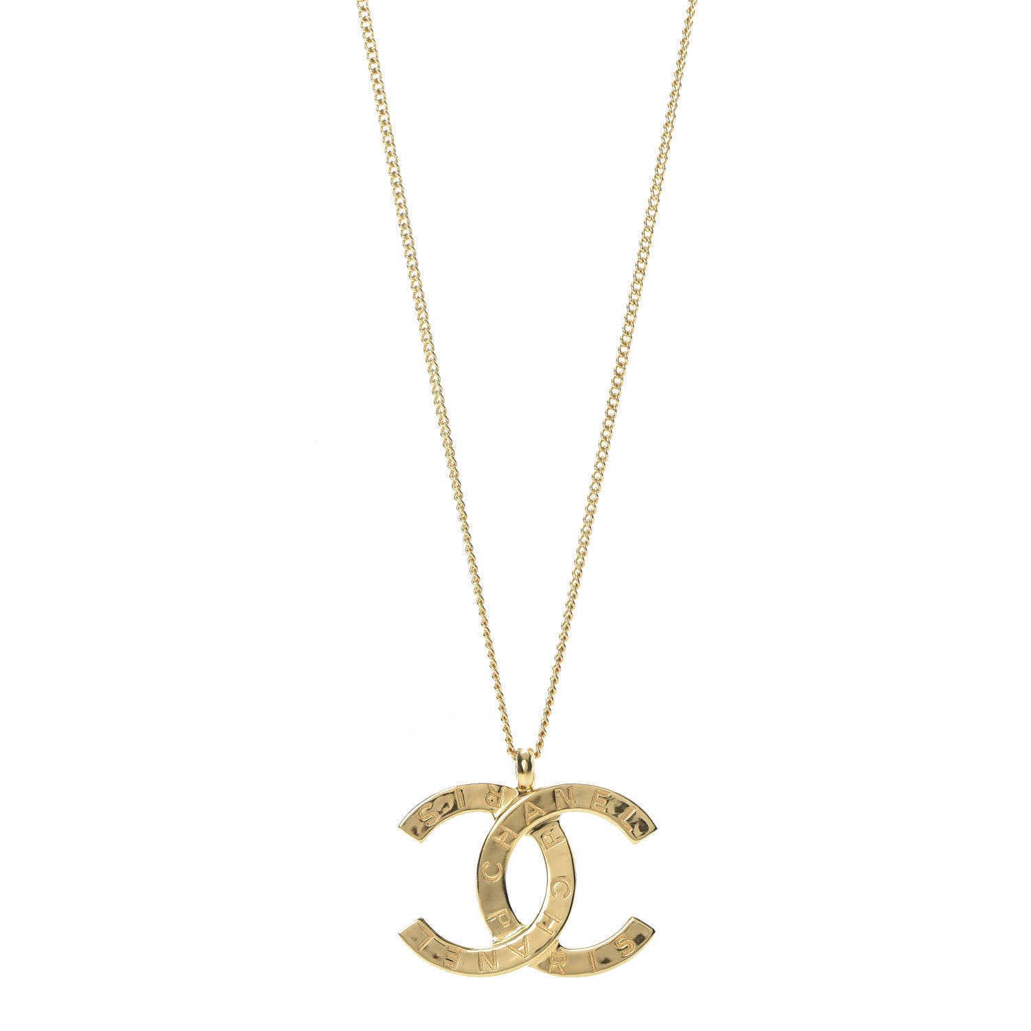 Chanel Metal CC Paris Button Necklace Gold 1 of 5
