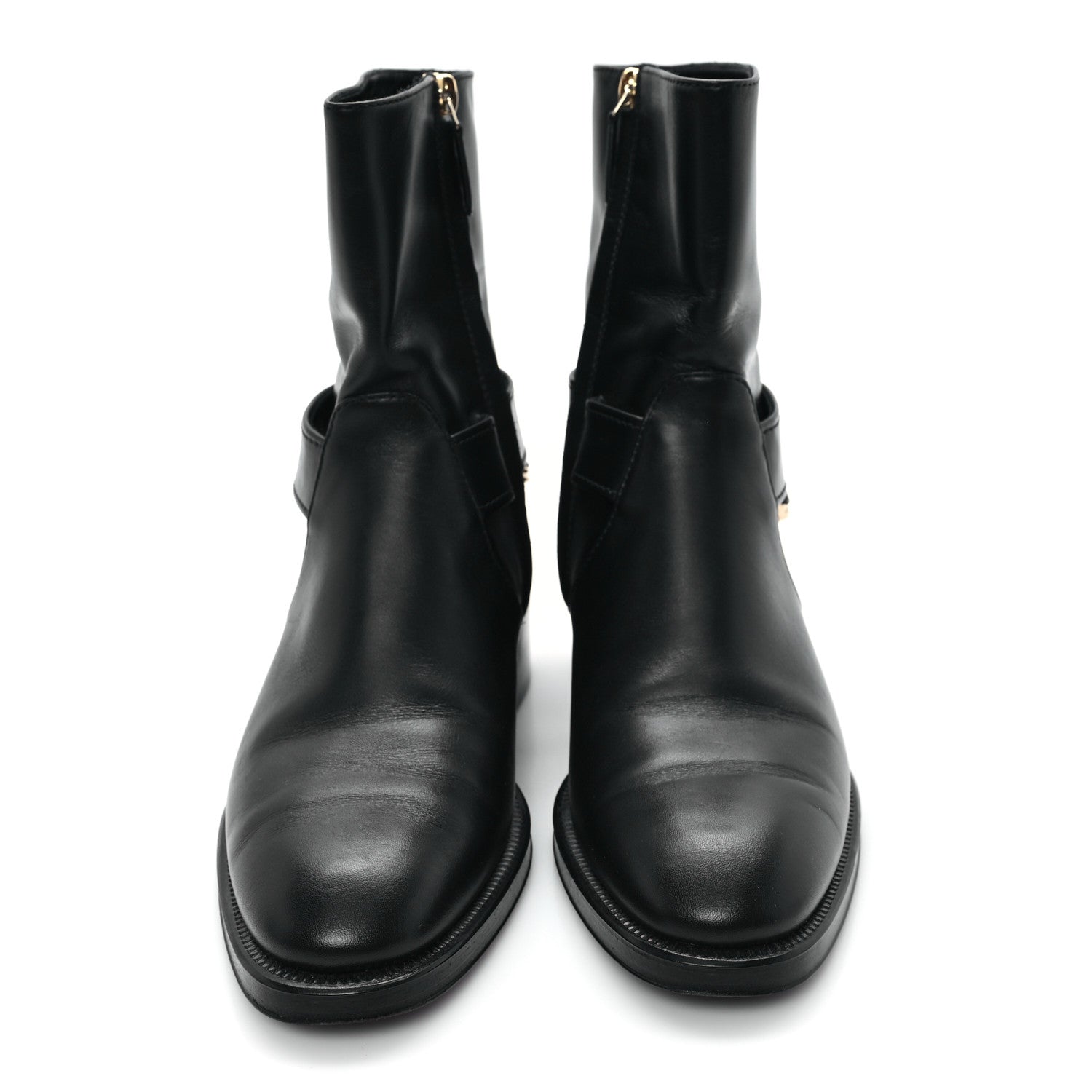 Chanel Calfskin Chain Short Boots 37 Black 3 of 10