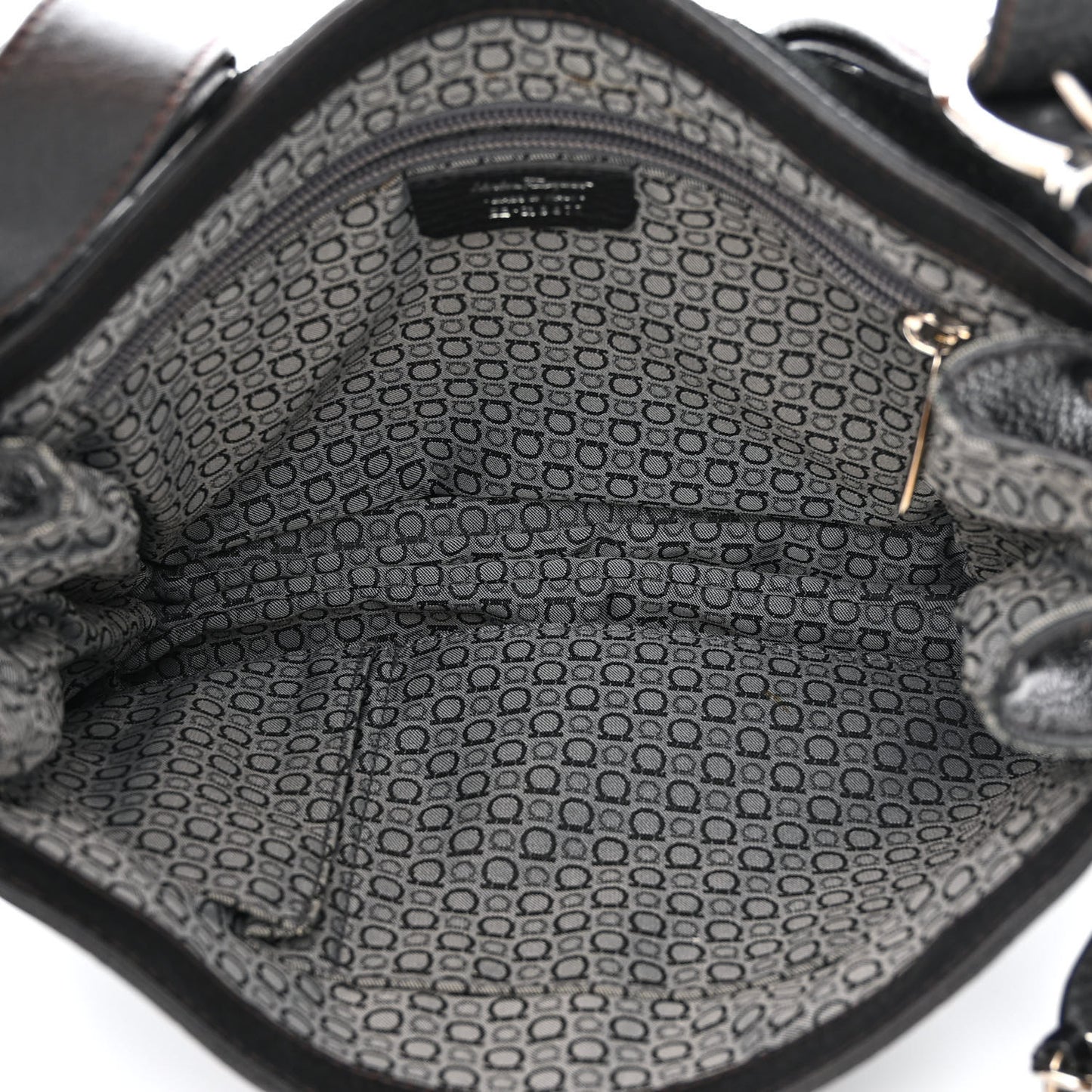 Grained Calfskin Gancini Flap Shoulder Bag Black