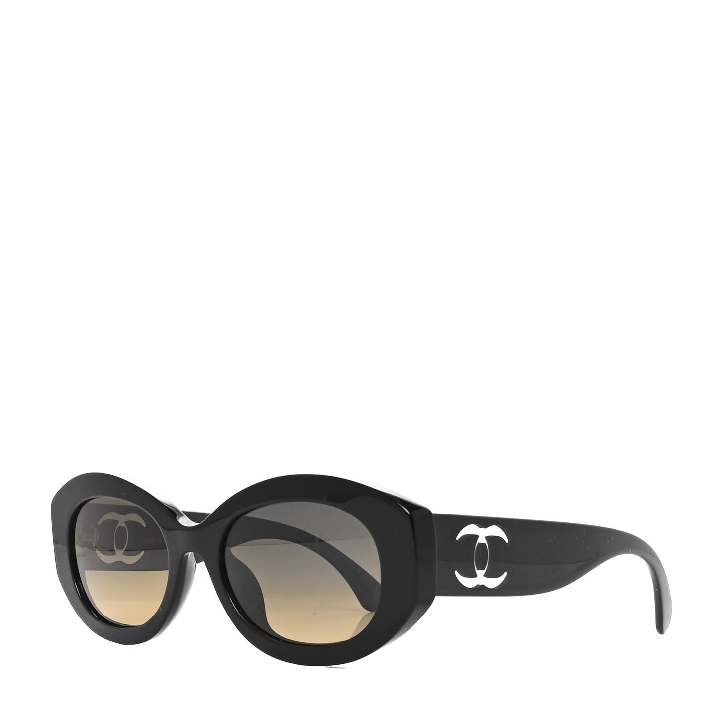 Acetate Nyon Oval CC Sunglasses 5528-A Black
