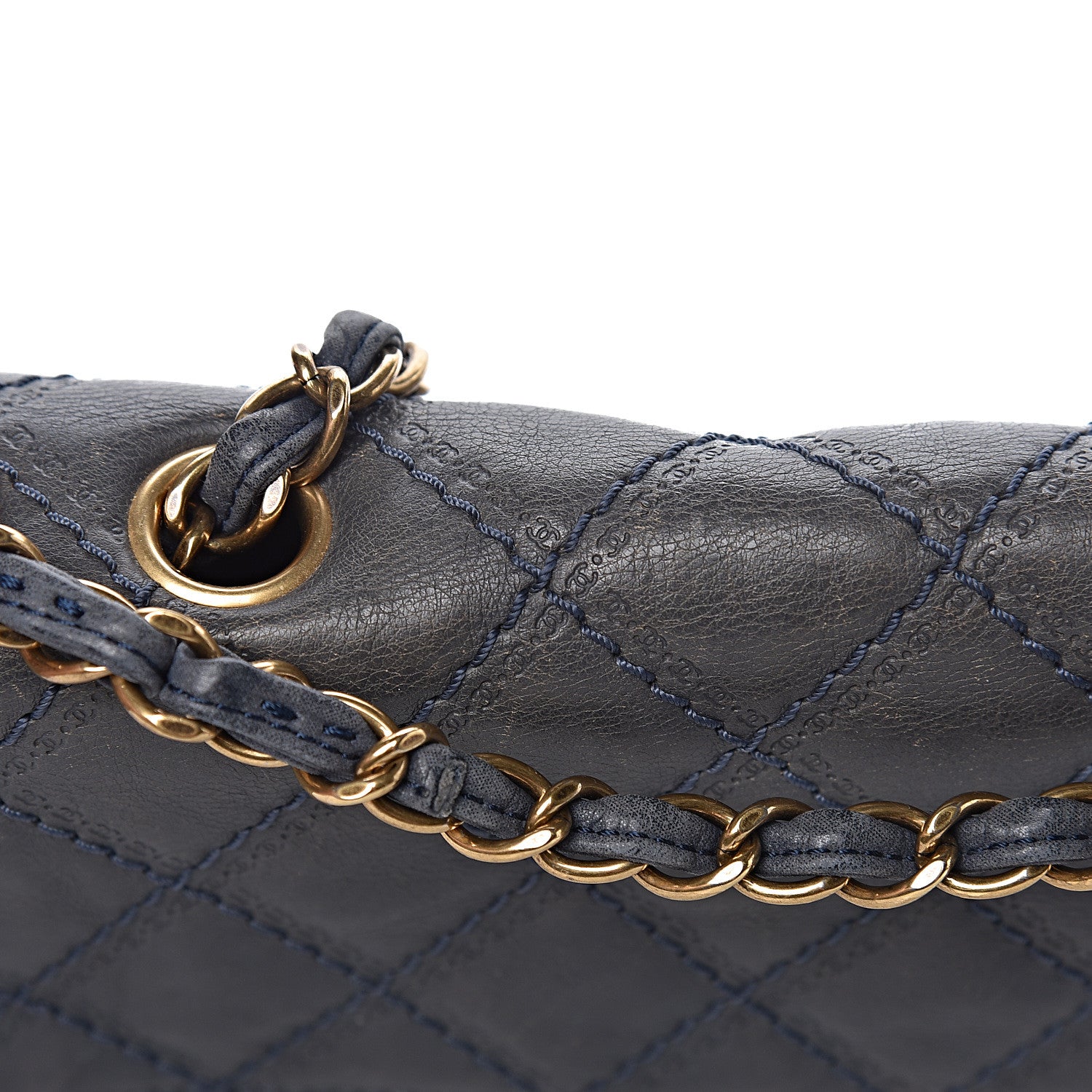 Chanel Calfskin Stitched Two Tone Flap Blue 15 of 23