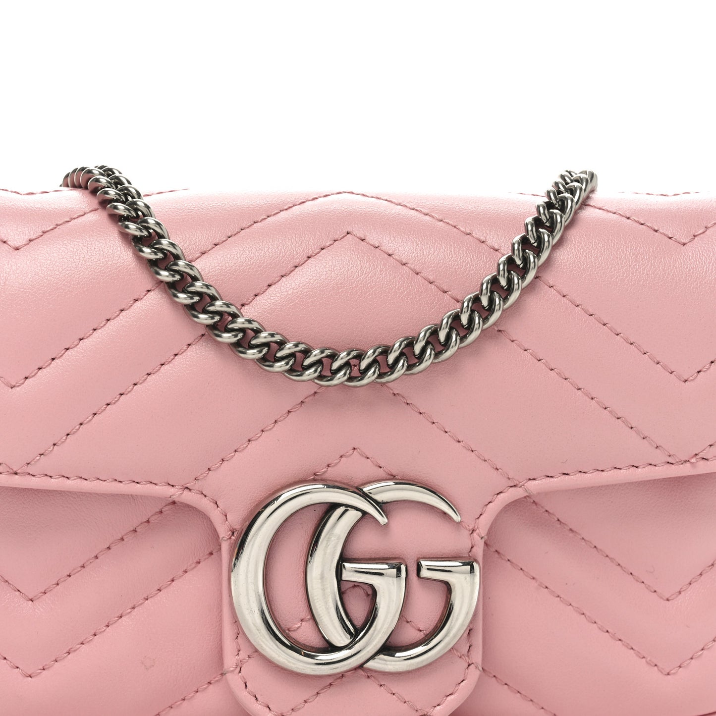 Calfskin Matelasse Super Mini GG Marmont Shoulder Bag Wild Rose
