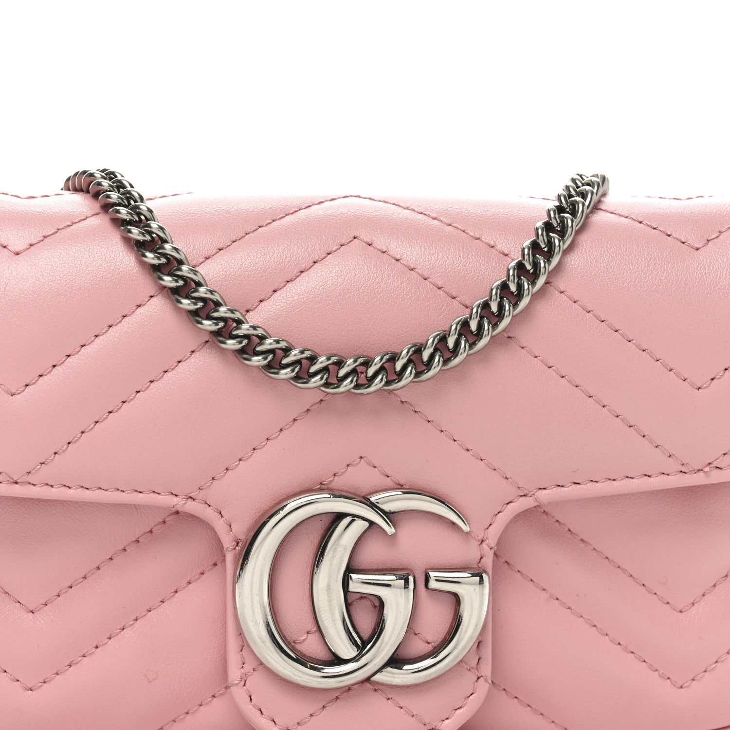 Gucci Calfskin Matelasse Super Mini GG Marmont Shoulder Bag Wild Rose 8 of 10