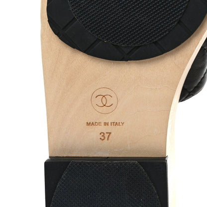 Chanel Lambskin CC Flat Slide Sandals 37 Black 6 of 8