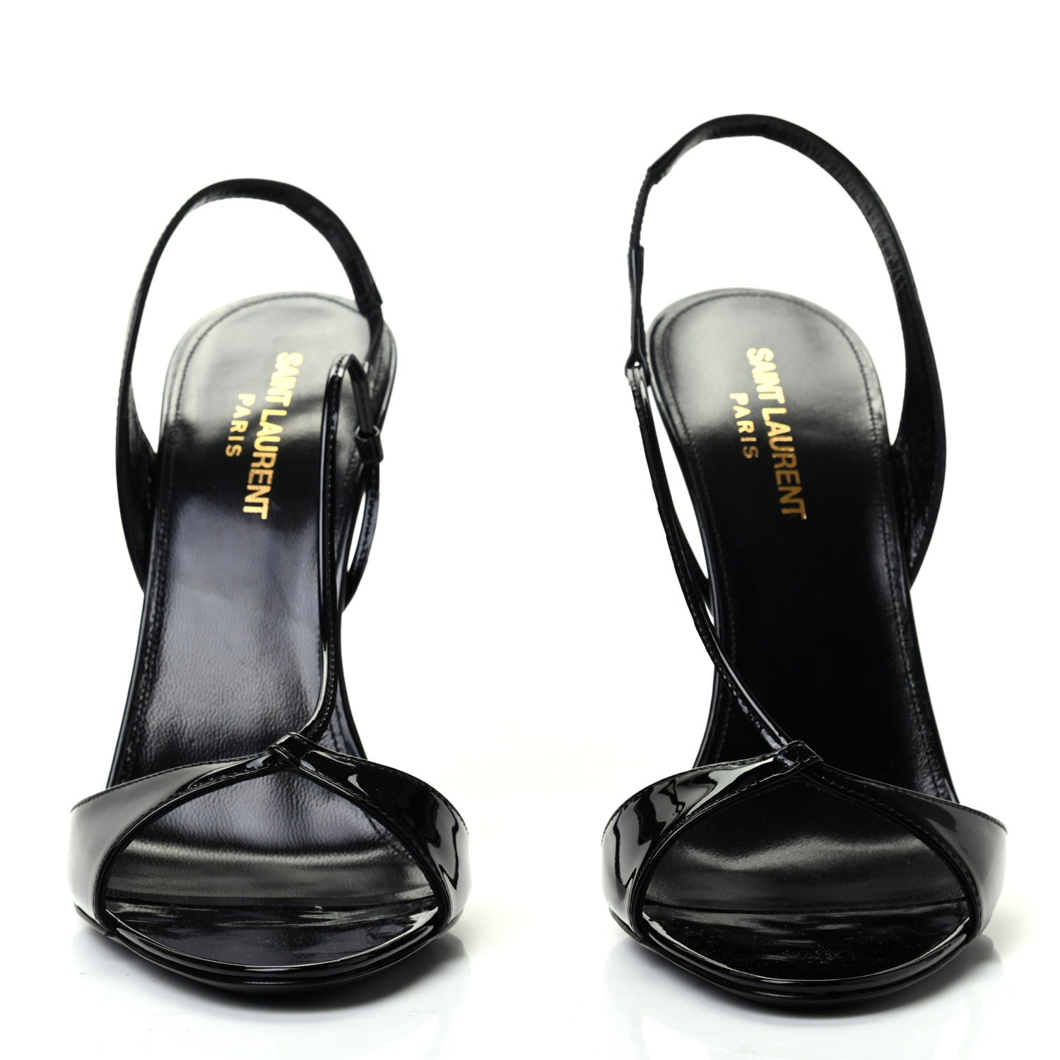 Saint Laurent Patent Calfskin Anouk 110 Sandals 39 Black 2 of 9