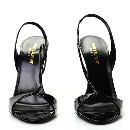 Saint Laurent Patent Calfskin Anouk 110 Sandals 39 Black 2 of 9