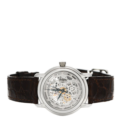 Hermes Stainless Steel Alligator 36mm Sesame TTFM Skeleton Automatic Watch Havane 2 of 4