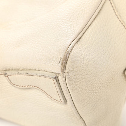 Prada Vitello Daino Embossed Logo Bowler Talco 10 of 23