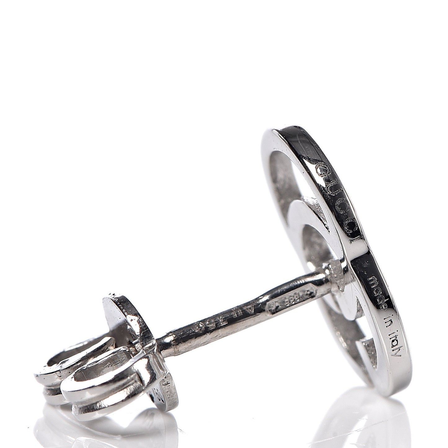 18K White Gold GG Tissue Stud Earrings
