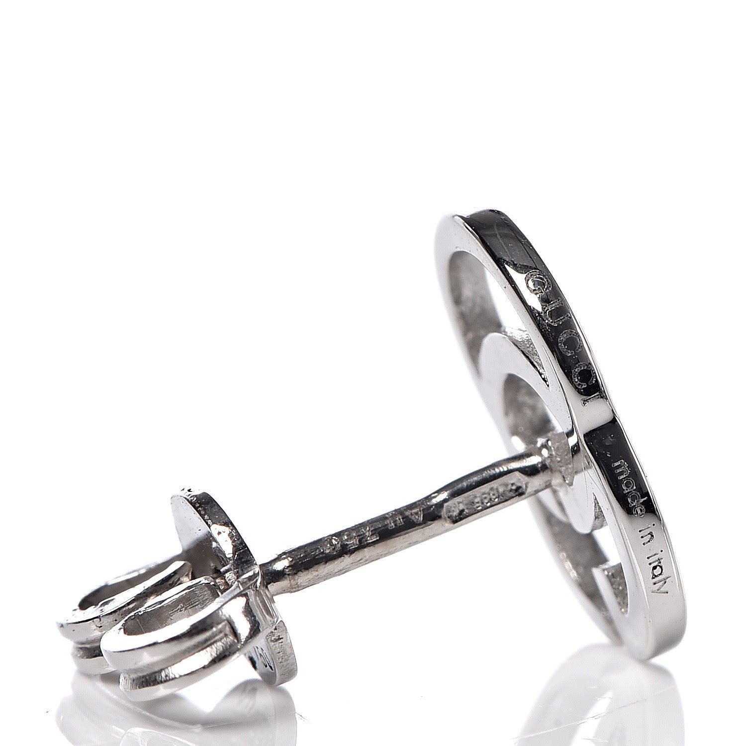 Gucci 18K White Gold GG Tissue Stud Earrings 3 of 5