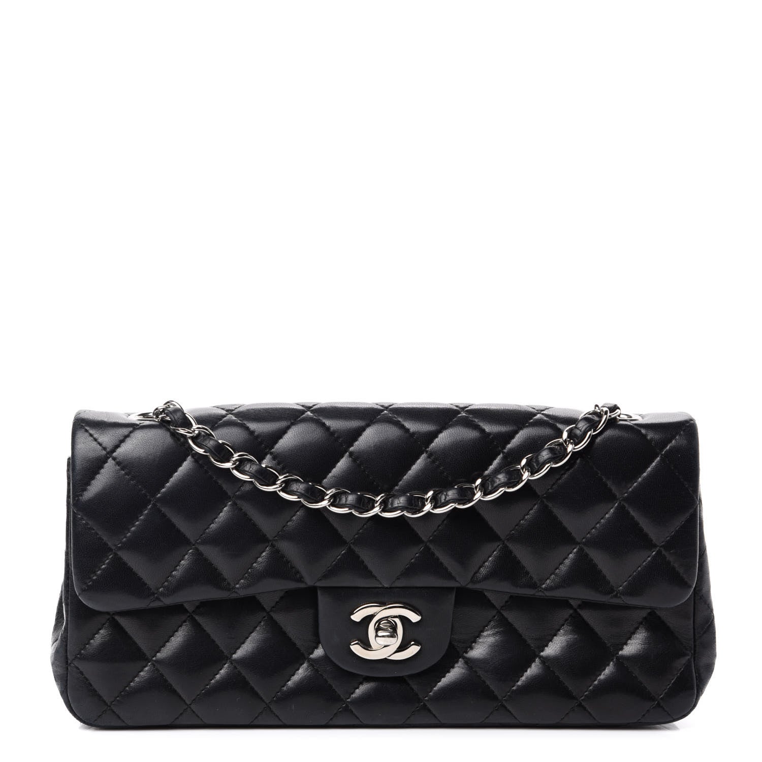 Chanel Lambskin Quilted East West Flap Black 1 of 12