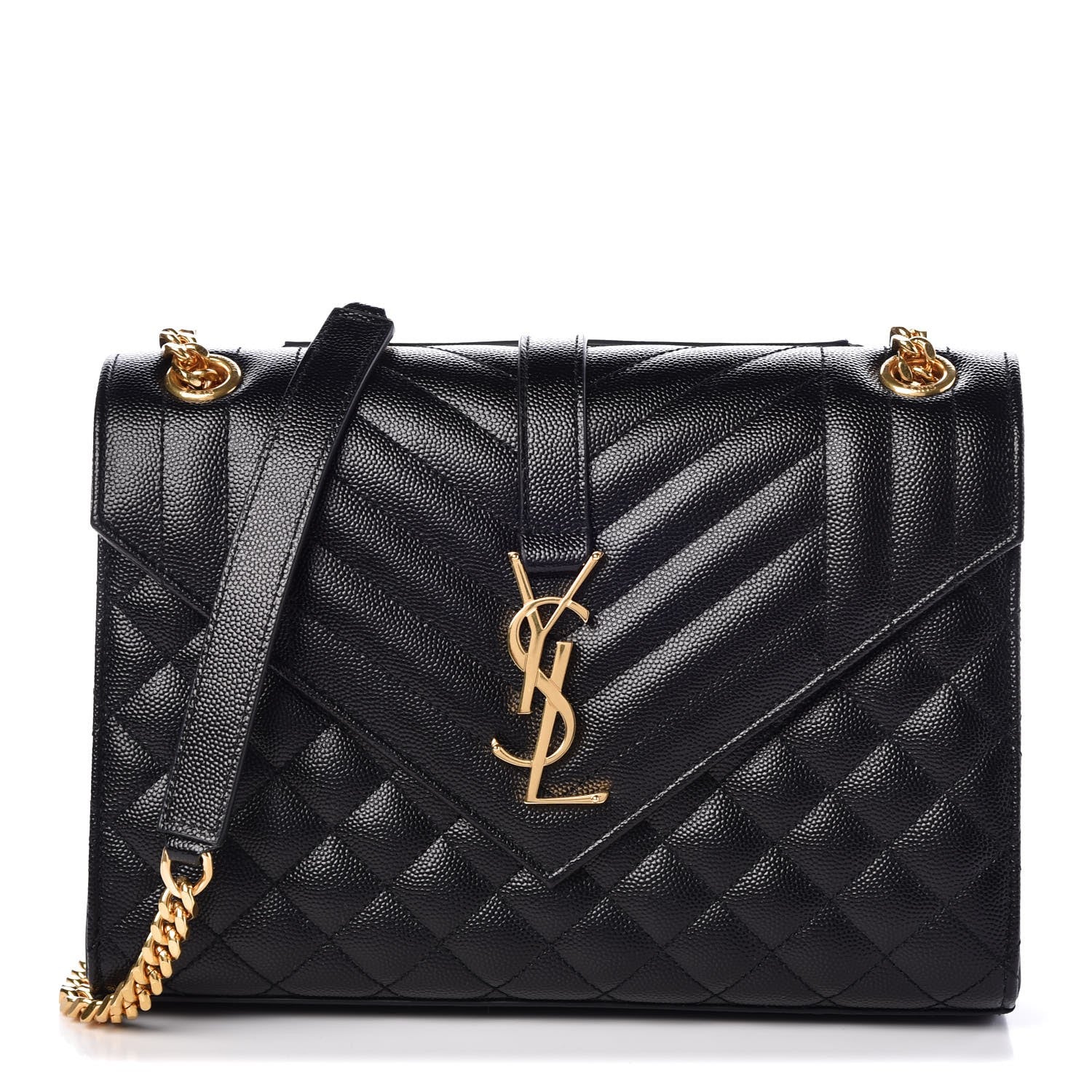 Saint Laurent Grain De Poudre Textured Mixed Matelasse Triquilt Medium Monogram Satchel Black 1 of 7