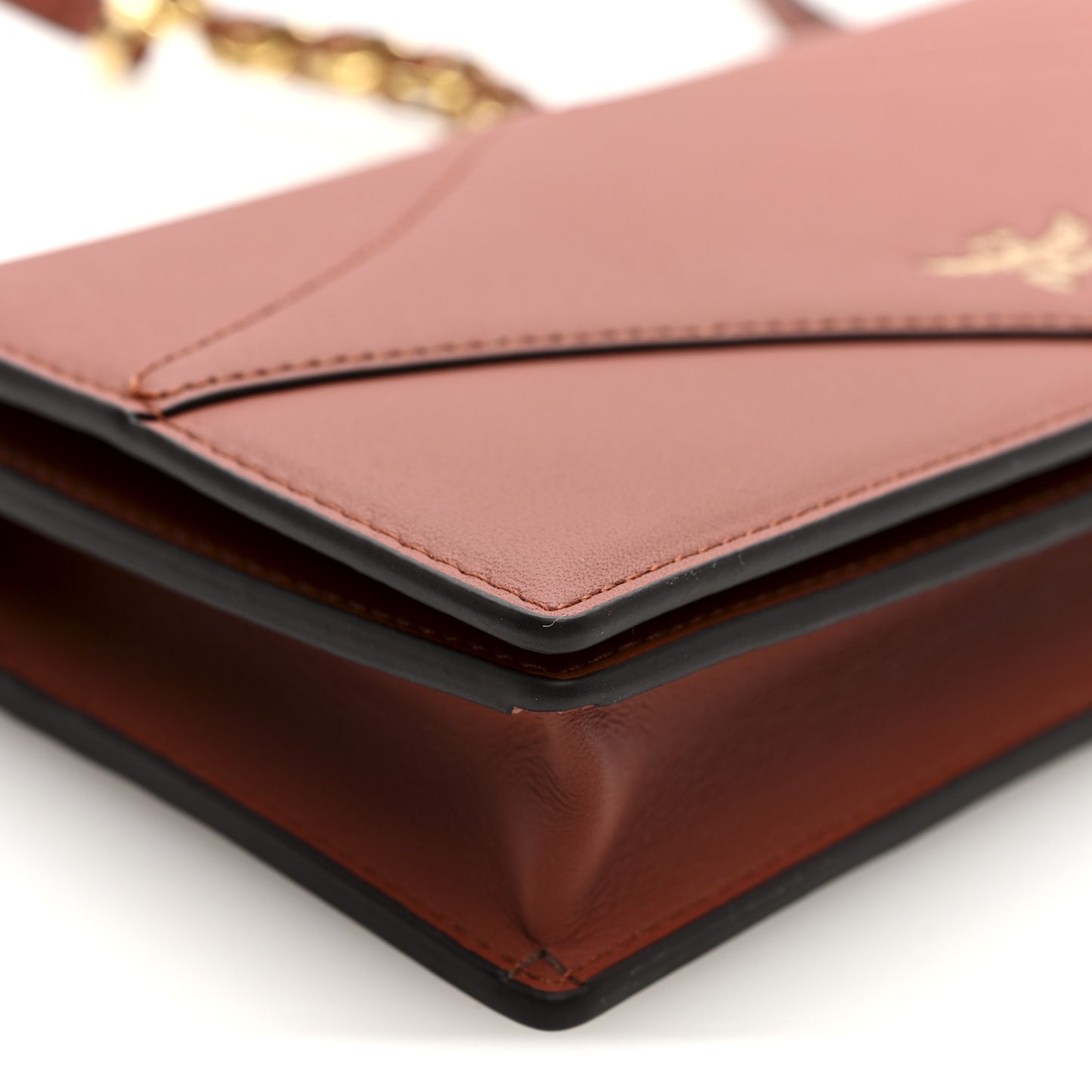 Calfskin Large Diamond Wallet On Chain  Coconut Shell Brown