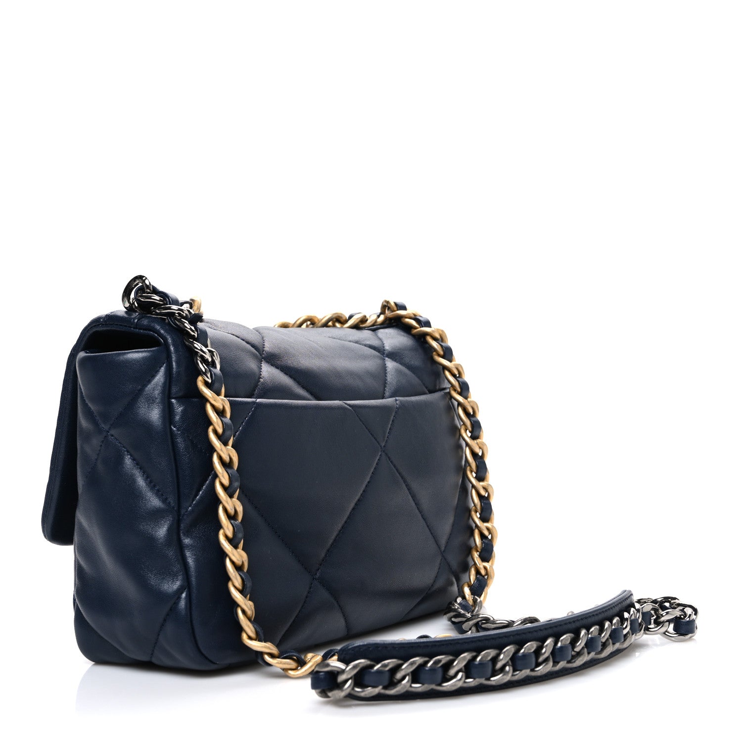 Chanel Lambskin Quilted Medium Chanel 19 Flap Navy Blue 3 of 10