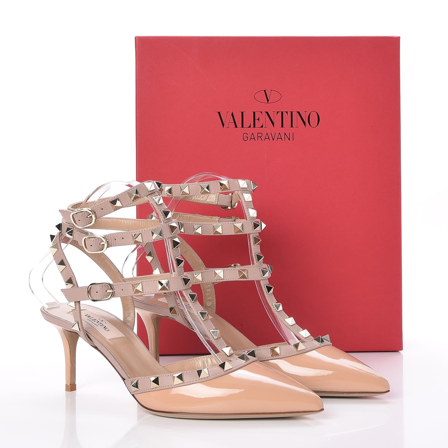 Valentino Garavani Patent Rockstud Ankle Strap 65mm Pumps 38 Skin Sorbet Poudre 8 of 8