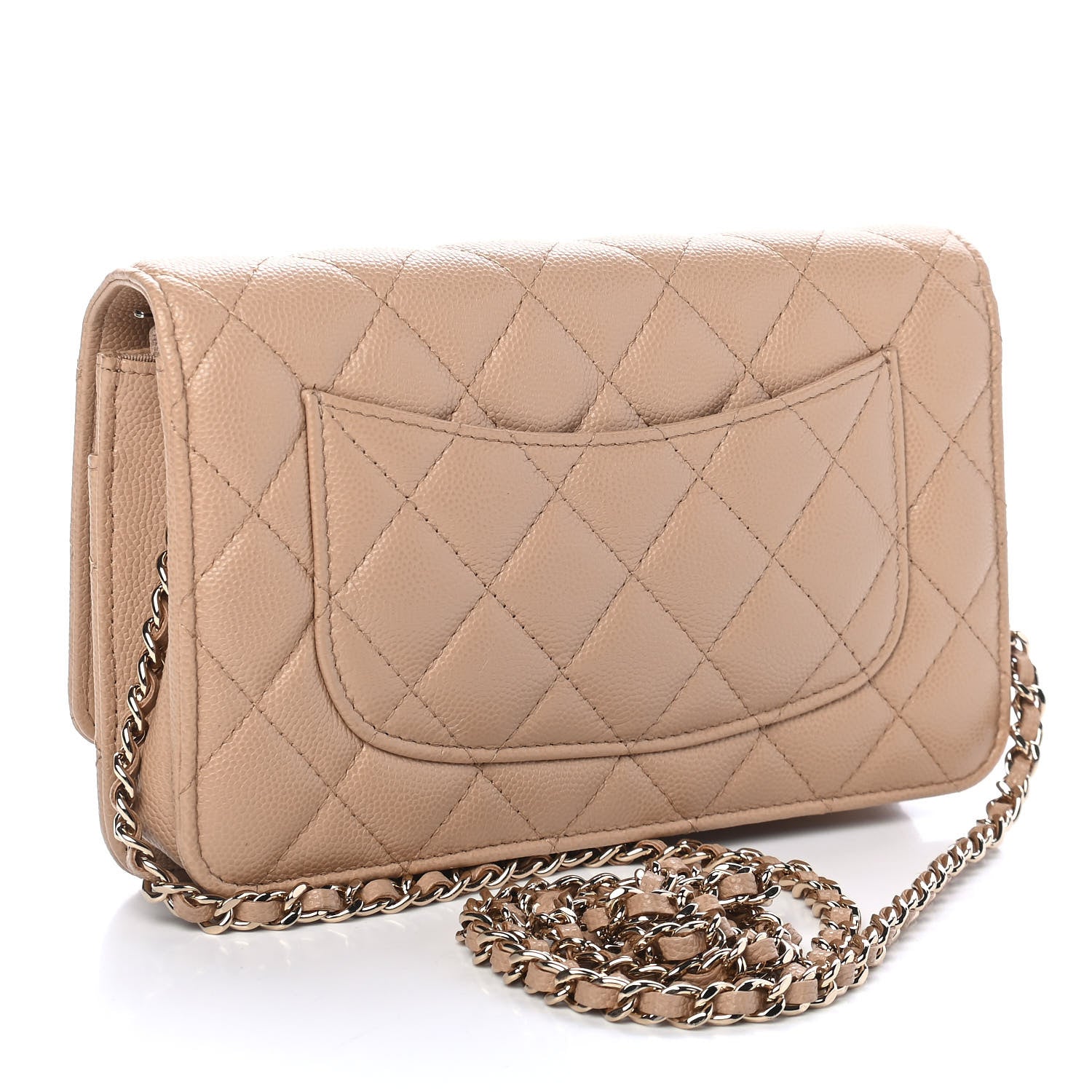 Chanel Caviar Quilted Wallet On Chain WOC Beige 3 of 10