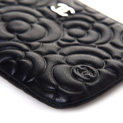 Chanel Goatskin Camellia Embossed Cosmetic Pouch Black 10 of 12
