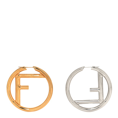 Fendi Metal FF Hoop Earrings Gold Silver 1 of 5
