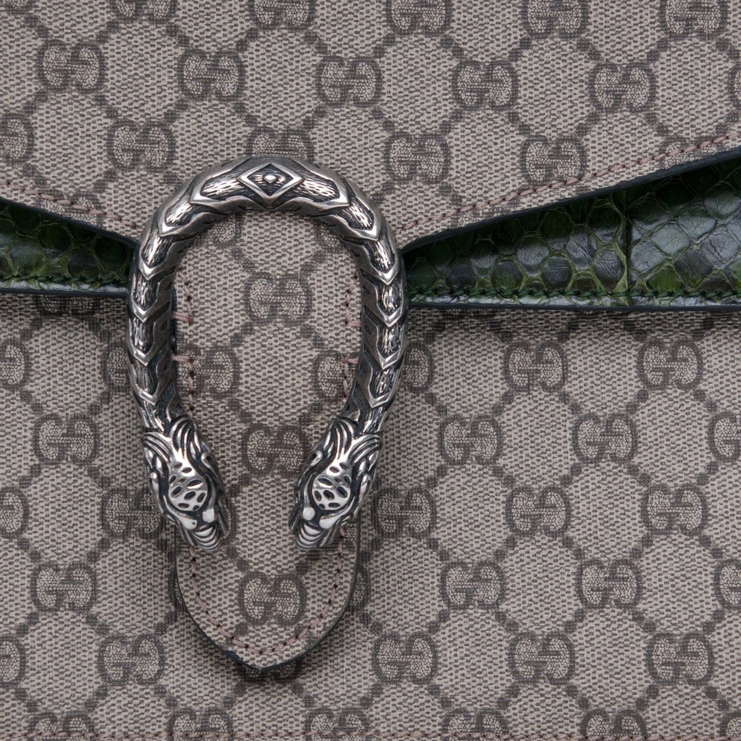 GG Supreme Monogram Python Medium Dionysus Shoulder Bag Green