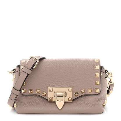 Valentino Garavani Pebbled Calfskin Mini Rockstud Crossbody Bag Poudre 1 of 9