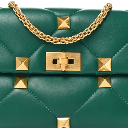 Valentino Garavani Nappa Large Roman Stud Shoulder Bag Jungle 7 of 9