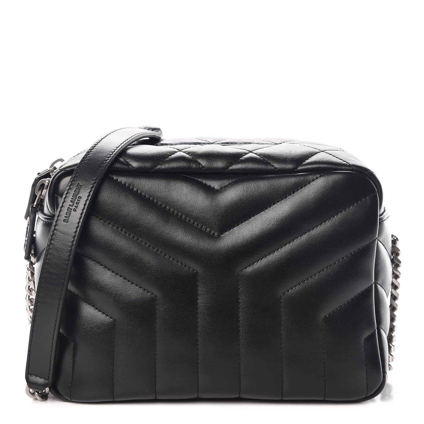 Calfskin Y Quilted Monogram Small Loulou Bowling Bag Black