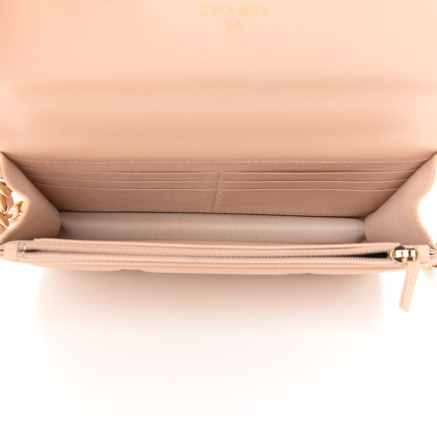 Chanel Lambskin Quilted Chanel 19 Wallet On Chain WOC Beige 4 of 10