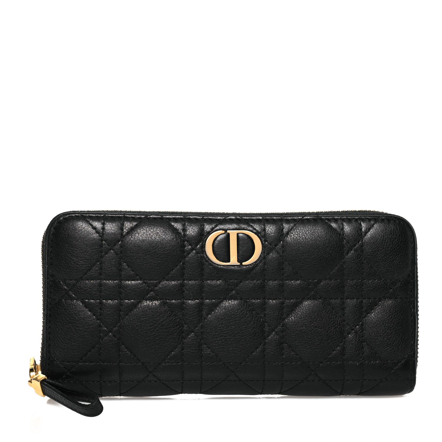 Christian Dior Grained Calfskin Supple Cannage Caro Zip Wallet Black 1 of 13