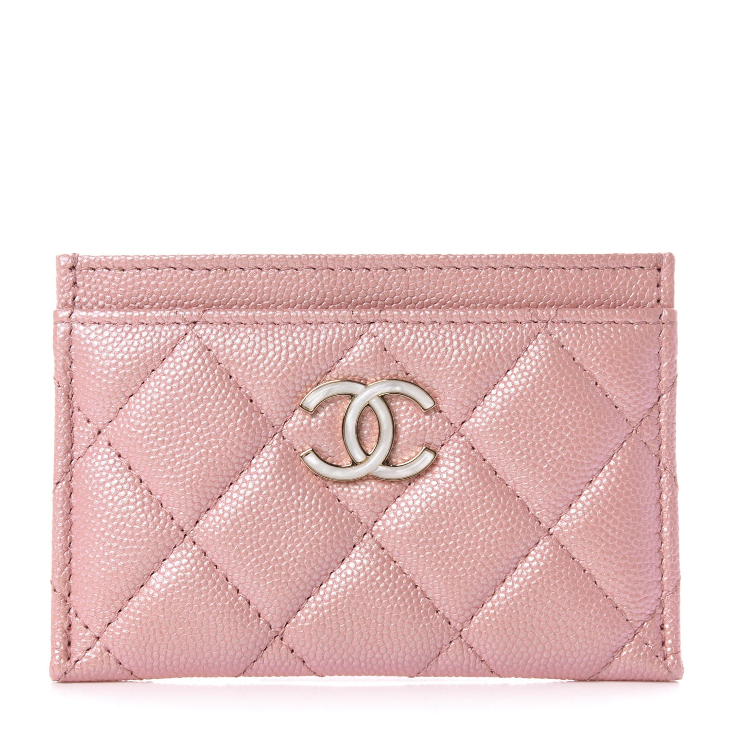 Chanel Iridescent Caviar Quilted Card Holder Rose Pink 1 of 8